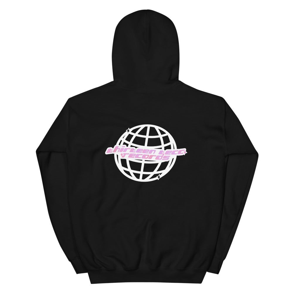Thirteen Tecc retro Logo hoodie pink - Thirteen Tecc Records